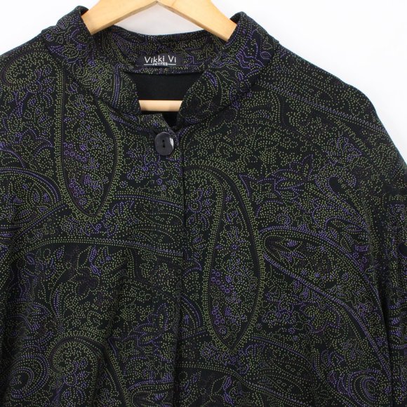 Vikki Vi Cardigan Top Womens Petite Multicolor One Button front Lightweight 1XP - Picture 2 of 10